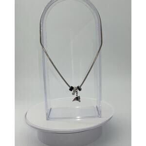 New England Patriots Snake Chain Necklace with Euro Beads & Charm NFL Football
